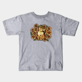 Summer Daisies Orange Cat Kids T-Shirt